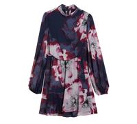 Ted Baker Aracely Bedrucktes Langarmkleid In Marineblau Mit Krawattenkragen EU 40 / UK 12