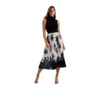 Ted Baker Damen WMS-EMISTA-Printed Pleated Midi Skirt Rock, Ivory, 36