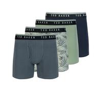 Ted Baker Herren 4 Pack Cotton Stretch Boxer Briefs Retroshorts, Castlerock/Palms/Iceberg Green/Sky, Medium