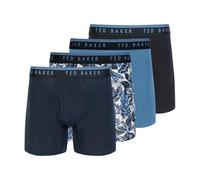 Ted Baker Herren-Boxershorts, Standard, Baumwolle, Stretch, Himmel/Tropische Blätter/Blau/Schwarz, 4er-Pack