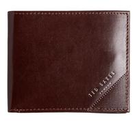 Ted Baker Leder Geldbörse Embossed Corner Leather Bifold Coin Wallet Brown Dunkelbraun
