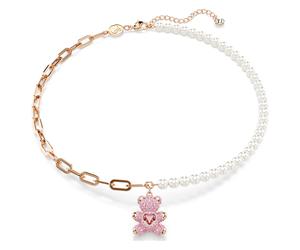 Teddy Anhänger, Kristallperle, Bär, Rosa, 18K Roségoldbeschichtet OS