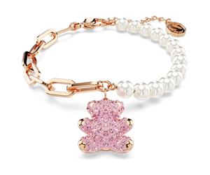 Teddy Armband, Kristallperle, Bär, Rosa, Roségold-Legierungsschicht OS