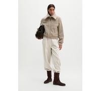 Outdoorjacke MARC O'POLO "aus weichem Curly-Plüsch", Damen, Gr. 38, stone taupe melange, Obermaterial: 100% Polyester. Futter: 100% Polyester, unifarben, regular fit, Rippbündchen, Jacken Outdoorjacke