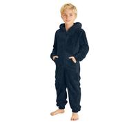 Teddy Fleece Overall Mädchen Jungen Fleece Schlafanzug Einteiler Langarm Jumpsuit Mit Kapuze Und Reißverschluss Warm Plüsch Onesie Winter Kinder Schlafoverall Niedlich Hausanzug Marineblau 8 Jahre
