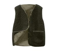 Teddy Fleece Weste Damen Ärmellos Fleecejacke Kurz Einfarbig V-Ausschnitt Teddyfleece Jacke Locker Komfortabel Weste Winter Warm Teddyweste Outdoor Winterjacke Plüschweste Damenweste Übergangsjacke