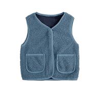 Teddy Fleece Weste Jungen Mädchen Fleecejacke V-Ausschnitt Reißverschluss Teddyfleece Ärmellos Jacke Kinder Kurz Winter Warm Teddyweste Outdoor Winterjacke Plüschweste Übergangsjacke Pelzjacke