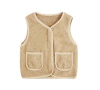 Teddy Fleece Weste Jungen Mädchen Fleecejacke V-Ausschnitt Reißverschluss Teddyfleece Ärmellos Jacke Kinder Kurz Winter Warm Teddyweste Outdoor Winterjacke Plüschweste Übergangsjacke Pelzjacke