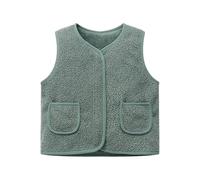 Teddy Fleece Weste Kinder Ärmellos Fleecejacke Jungen Mädchen Einfarbig Kurz V-Ausschnitt Teddyfleece Jacke Lockeres Teddy Weste Winter Warm Teddyweste Outdoor Winterjacke Plüschweste Übergangsjacke