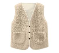 Teddy Fleece Weste Kinder Ärmellos Fleecejacke Jungen Mädchen Einfarbig Kurz V-Ausschnitt Teddyfleece Jacke Lockeres Teddy Weste Winter Warm Teddyweste Outdoor Winterjacke Plüschweste Übergangsjacke