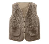 Teddy Fleece Weste Kinder Ärmellos Fleecejacke Jungen Mädchen Einfarbig Kurz V-Ausschnitt Teddyfleece Jacke Lockeres Teddy Weste Winter Warm Teddyweste Outdoor Winterjacke Plüschweste Übergangsjacke