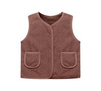 Teddy Fleece Weste Kinder Ärmellos Fleecejacke Jungen Mädchen Einfarbig Kurz V-Ausschnitt Teddyfleece Jacke Lockeres Teddy Weste Winter Warm Teddyweste Outdoor Winterjacke Plüschweste Übergangsjacke