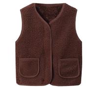 Teddy Fleece Weste Kinder Einfarbig Teddy Fleece Plüschweste Mit Taschen Herbst Teddyweste Leicht Kurz Fellweste Warm Plüsch Weste Winterweste Baby Teddyfleece Winterjacke Für Schule Outdoor Sport