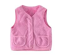Teddy Fleece Weste Kinder Teddyjacke Mädchen Ärmellos Fleecejacke Kurz V-Ausschnitt Teddyfleece Jacke Plüschweste Mit Taschen Herbst Winter Warm Teddyweste Outdoor Fleeceweste Sport Übergangsjacke