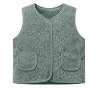 Teddy Fleece Weste Kinder Teddyjacke Mädchen Ärmellos Fleecejacke Kurz V-Ausschnitt Teddyfleece Jacke Plüschweste Mit Taschen Herbst Winter Warm Teddyweste Outdoor Fleeceweste Sport Übergangsjacke