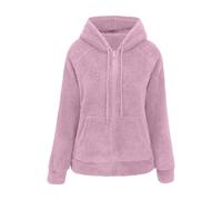 Teddy Fleecejacke Damen - Winter Teddyjacke Herbst Winterjacke Warme Plüschjacke Mit Kapuze Teddyfleece Jacke Flauschig Kapuzenjacke Reißverschluss Kapuzenpullover Mit Taschen Beige Blau Rot Rosa S Xl