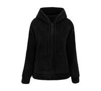 Teddy Fleecejacke Damen - Winter Teddyjacke Herbst Winterjacke Warme Plüschjacke Mit Kapuze Teddyfleece Jacke Flauschig Kapuzenjacke Reißverschluss Kapuzenpullover Mit Taschen Beige Blau Rot Rosa S Xl
