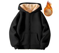 Teddy Fleecejacke Kinder Fleece Kapuzenpullover mit Reißverschluss Langarm Warme Winterjacke Mädchen Plüsch Gefüttert Sweatjacke Jungen mit Kapuze&Taschen Locker Übergangsjacke Hoodie Jacke Mantel