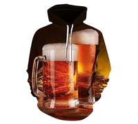 Teddy Hoodie Herren - Sweatjacke Herren Ohne Kapuze - Skipullover Herren - Sweatshirt Herren Löcher 2023 Lose Lässige Mode Straße Bier 3D Digital Print Hoodie Für Männer Und Frauen