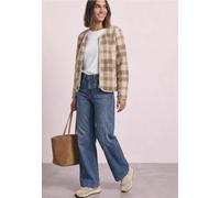 Fellimitatjacke STREET ONE, Damen, Gr. 40, beige (soft fawn beige), Plüsch, Vorderseite: 100% Polyester. Rückseite: 100% Polyester, Jacquardmuster, regular fit normal, Rundhals, abgesteppt, Jacken, Ka