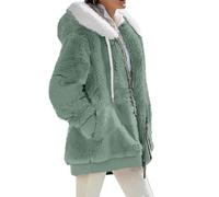 Teddy Jacken Und Damen - Jacken Sherpa Jacke Damen Winterjacke Damen Only Kuscheljacke Damen Teddyjacke Damen Winterjacke Damen Only Warme Jacke Damen Teddy Damen Jacke Oversi(Mint Green,XL)