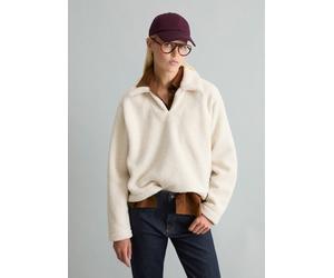 Teddy-Sweatshirt oversize weiss XXS