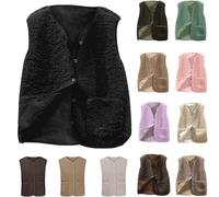 Teddy Weste Damen Ärmellos Teddyfleece Jacke Fleece Winterweste Winter Warme Fleeceweste Kurz Teddyjacke Einfarbig Damenwesten Casual Mantel Leicht Plüschweste Weste Damen black friday angebote 2024