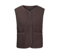 Teddy Weste Damen Ärmellos Teddyfleece Jacke Fleece Winterweste Winter Warme Fleeceweste Kurz Teddyjacke Plüsch Westen Einfarbig Damenwesten Casual Übergangsjacke Mantel Leicht Thermoweste Plüschweste