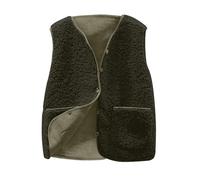 Teddy Weste Damen Fleeceweste V-Ausschnitt Knöpfen Teddyfleece Ärmellose Jacke Kurz Komfortabel Winter Warm Teddyweste Outdoor Winterjacke Plüschweste Übergangsjacke Pelzjacke