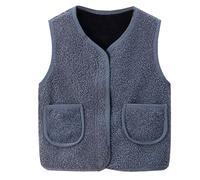 Teddy weste für Jungen Mädchen Fleece Westen Kinder Teddyjacke Mädchen Ärmellos Fleecejacke Kurz V-Ausschnitt Teddyfleece Jacke Plüschweste Mit Taschen Winter Warm Teddyweste (Navy-f, 3-4 Years)