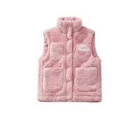 teddy weste kinder gr 98, Teddy Weste Kinder Jungen Mädchen Outdoor Warm Fleecejacke V-Ausschnitt Komfortabel Plüschweste Winterweste Ärmellos Elegant Fleeceweste Teddyjacke Kurz mit Knöpfen, Rosa, 7Y