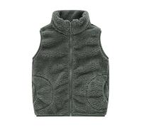 Teddy Weste Mädchenkleidung Ärmellos Teddyfleece Jacke Fleece Winterweste Winter Warme Fleeceweste Plüsch Westen Einfarbig Casual Übergangsjacke Mantel Leicht Thermoweste (Green, 5-6 Years)