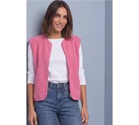 Fellimitatweste STREET ONE, Damen, Gr. 40, pink (warm blush), Stoff, Vorderseite: 100% Polyester. Rückseite: 100% Polyester, unifarben, normal normal, Rundhals, Westen, Lammfell-imitat (22727148-40) w