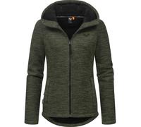 Kapuzenstrickjacke RAGWEAR "Lyshka Melange", Damen, Gr. S (36), grün (olivgrün), Grobstrick, Obermaterial: 56% Baumwolle, 44% Polyester. Innenfutter: 100% Polyester, figurumspielend hüftbedeckend, hoc