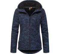 Kapuzenstrickjacke RAGWEAR "Lyshka Melange", Damen, Gr. L (40), blau (navy), Grobstrick, Obermaterial: 56% Baumwolle, 44% Polyester. Innenfutter: 100% Polyester, figurumspielend hüftbedeckend, hoch ge