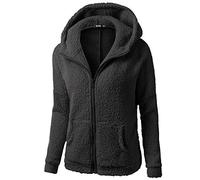 Teddyfell Jacke Damen Reißverschluss Thermo Kuschelige Flauschige Sweatjacke Teddy Fleece Zip up Kapuzenjacke Einfarbig Casual Hoodie Plüschjacke Warm Fleece Damenjacken mit Kapuze und Taschen