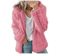 teddyfell mantel damen,Damen Teddy Fleecejacke Rosa Hoodie mit ReißVerschluss Sherpa Fleece Jacke Teddyfleece Pullover Flauschige Warm Winter Bekleidung Mode Winterjacke mit Kapuze Kuschel Teddyjacke