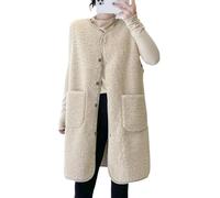 Teddyfleece Weste Damen Lang Fleeceweste Damen Ärmellos mit Knöpfen Longweste Fleece Plüsch Teddy Weste Mittellang Dicke Fleecejacke Damen Warm Winterjacke Elegant mit Taschen Westen Übergang