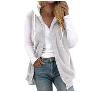 Teddyjacke Damen Fleecejacke mit Kapuze Teddy Weste Ärmellose Fleeceweste | Elegant Fleeceweste Warme Freizeitweste Locker Winterweste Teddywesten Mantel Fleecejacke Flauschige Übergangsjacke