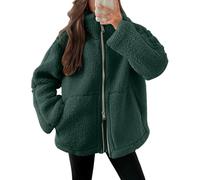 Teddyjacke Damen Fleecejacke Warme Dicke Freizeit Zwei-Wege Reißverschluss Winterjacke Einfarbig Teddyfleece Teddy Jacke mit Taschen und Reißverschluss Wintermantel Herbstjacke Winterjacke Plüschjacke