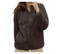 Teddyjacke Damen Ohne Kapuze Soft Fleece Jacke Kurz Plüschmantel Stehkragen Winterjacke Teddy Sweatjacke Plüsch Pullover Zipper Jacke Warm Sweatjacke Herbstjacke Damen Kurz Übergang Fleecemantel