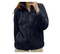 Teddyjacke Damen Ohne Kapuze Soft Fleece Jacke Kurz Plüschmantel Stehkragen Winterjacke Teddy Sweatjacke Plüsch Pullover Zipper Jacke Warm Sweatjacke Herbstjacke Damen Kurz Übergang Fleecemantel
