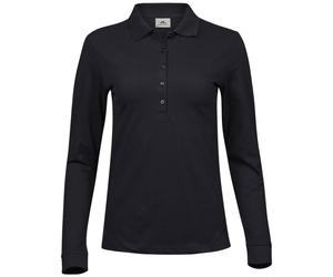 TEE JAYS Cotton Classics-18.0146 Damen Luxus Piqué Stretch Polo langarm Gr. M black