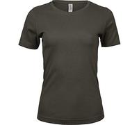 Tee Jays Damen Interlock T-Shirt, Rundhalsausschnitt, Kurzarm (XL) (Dunkles Olivgrün)