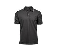 Tee Jays Herren Poloshirt, gestreift (L) (Dunkelgrau/Weiß)