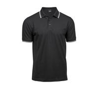TEE JAYS LUXURY STRIPE STRETCH POLO L DARK GREY/WHITE