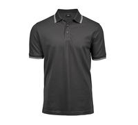TEE JAYS LUXURY STRIPE STRETCH POLO S DARK GREY/WHITE