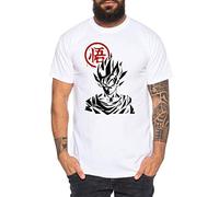 Tee Kiki Goku Front - Herren T-Shirt Son Ruffy Luffy Naruto Saitama One Dragon Master Goku Ball Vegeta Turtle Roshi Piece, 4XL, Weiß