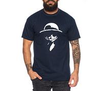 Tee Kiki Ruffy Smile - Herren T-Shirt Son Ruffy Luffy Naruto Saitama One Dragon Master Goku Ball Vegeta Turtle RoshPiece, S, Dunkelblau