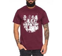 Tee Kiki Stranger Upside Down - T-Shirt Damen Things Demogorgon Elfie Dustin Jane Hopper Upside Down tv blu-ray DVD, XL, Weinrot